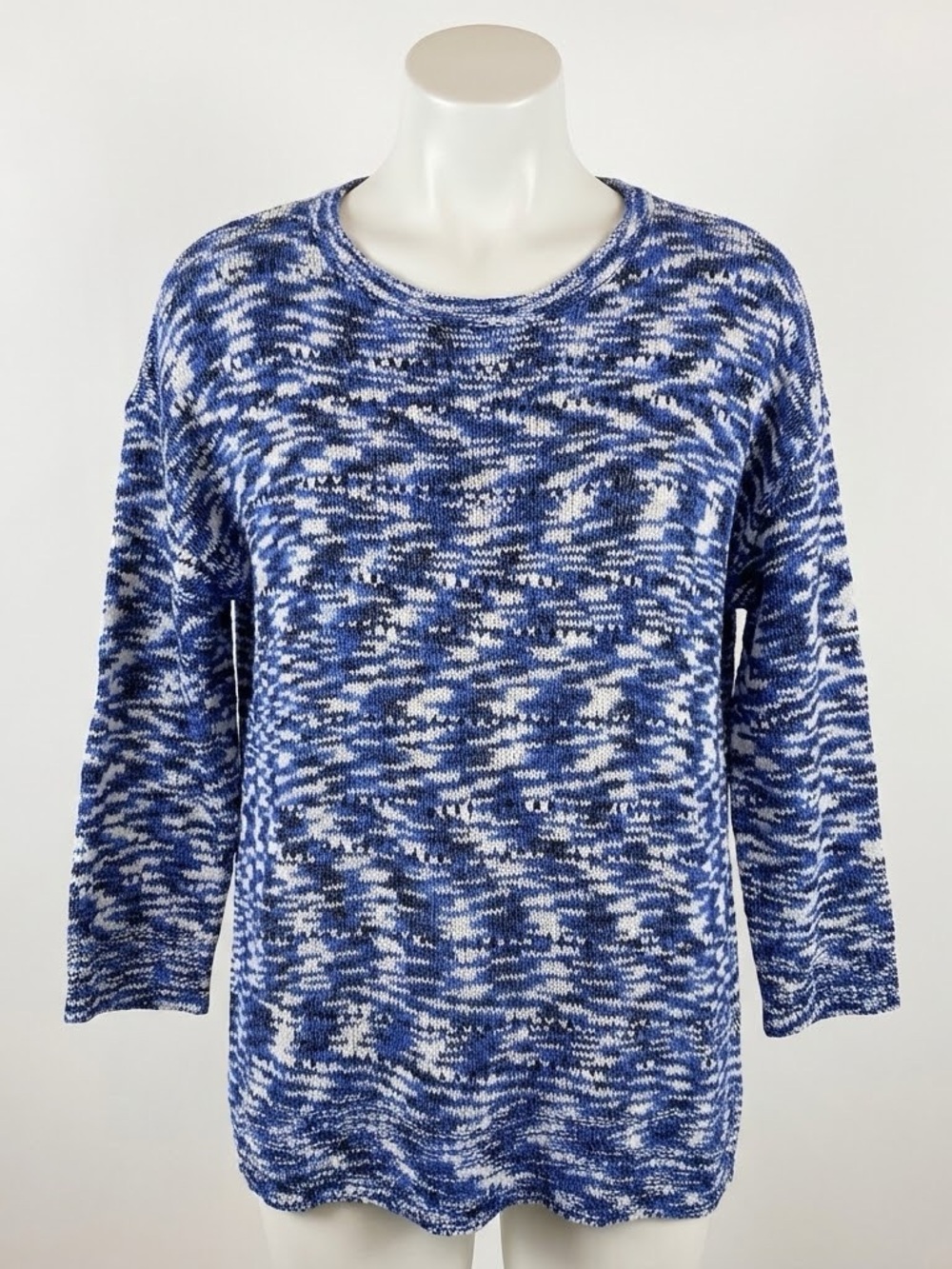 Cable & Gauge Blue and White Marled Crewneck Sweater
